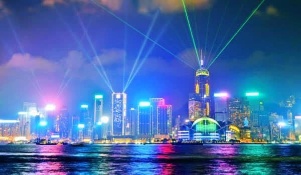 Victoria,Harbor,And,Hong,Kong,Skyline,With,The,Light,Show
