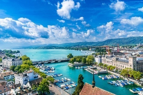 Aerial,View,Of,Zurich,City,Center,And,Lake,Zurich,,Switzerland.