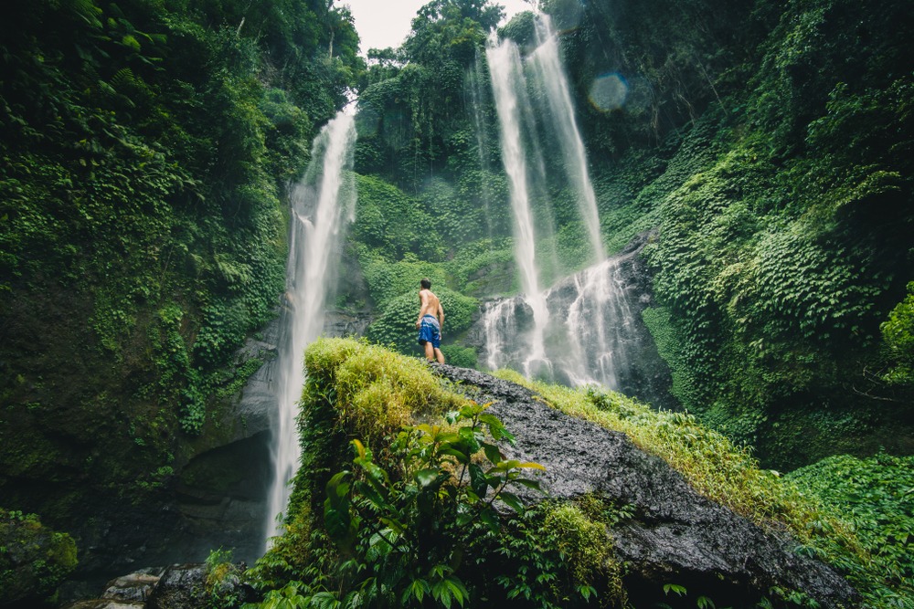 Sekumpul,Waterfall,In,Bali,Surrounded,By,Tropical,Forest