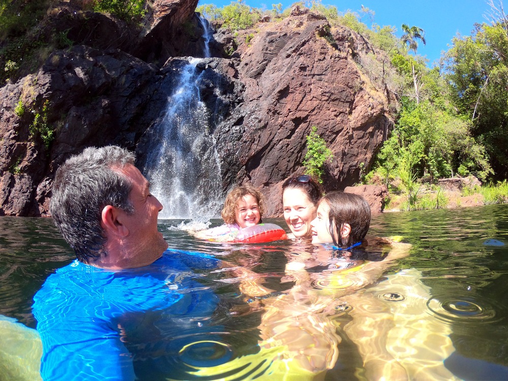 Australian,Family,(four,People,),Having,Fun,At,Wangi,Falls