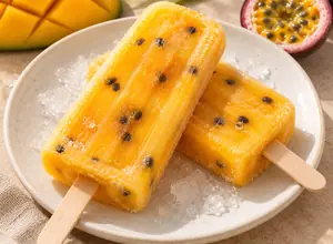 AI-generated illustrative serving: Tropical ice pop