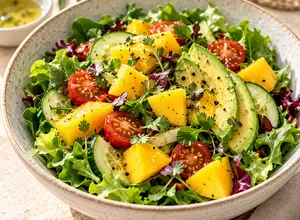AI-generated illustrative serving: Seasonal salad